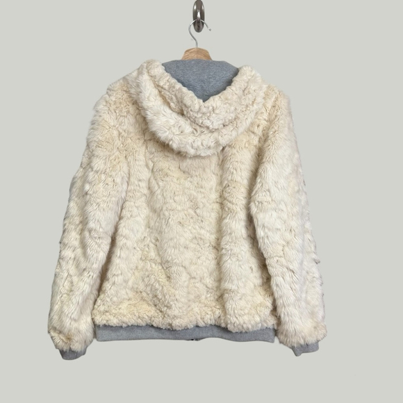 ZARA Faux Fur Cream Jacket, Cozy Teddy Zip-Up, Sz S - Picture 10 of 16